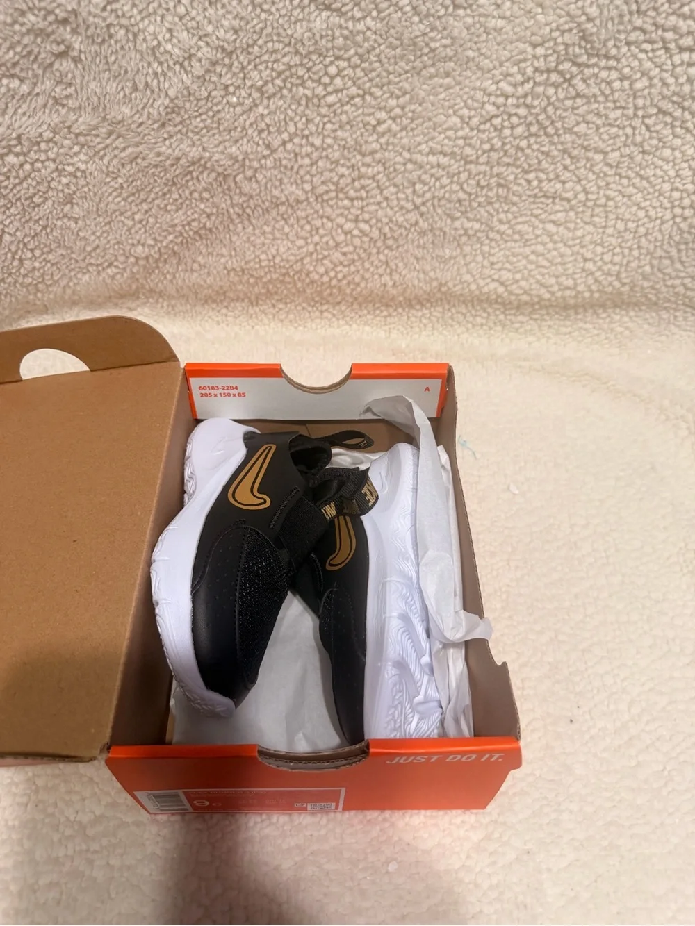 Nike Flex Runner Black and Gold Slip-On Athletic Shoes Toddler Size 9C